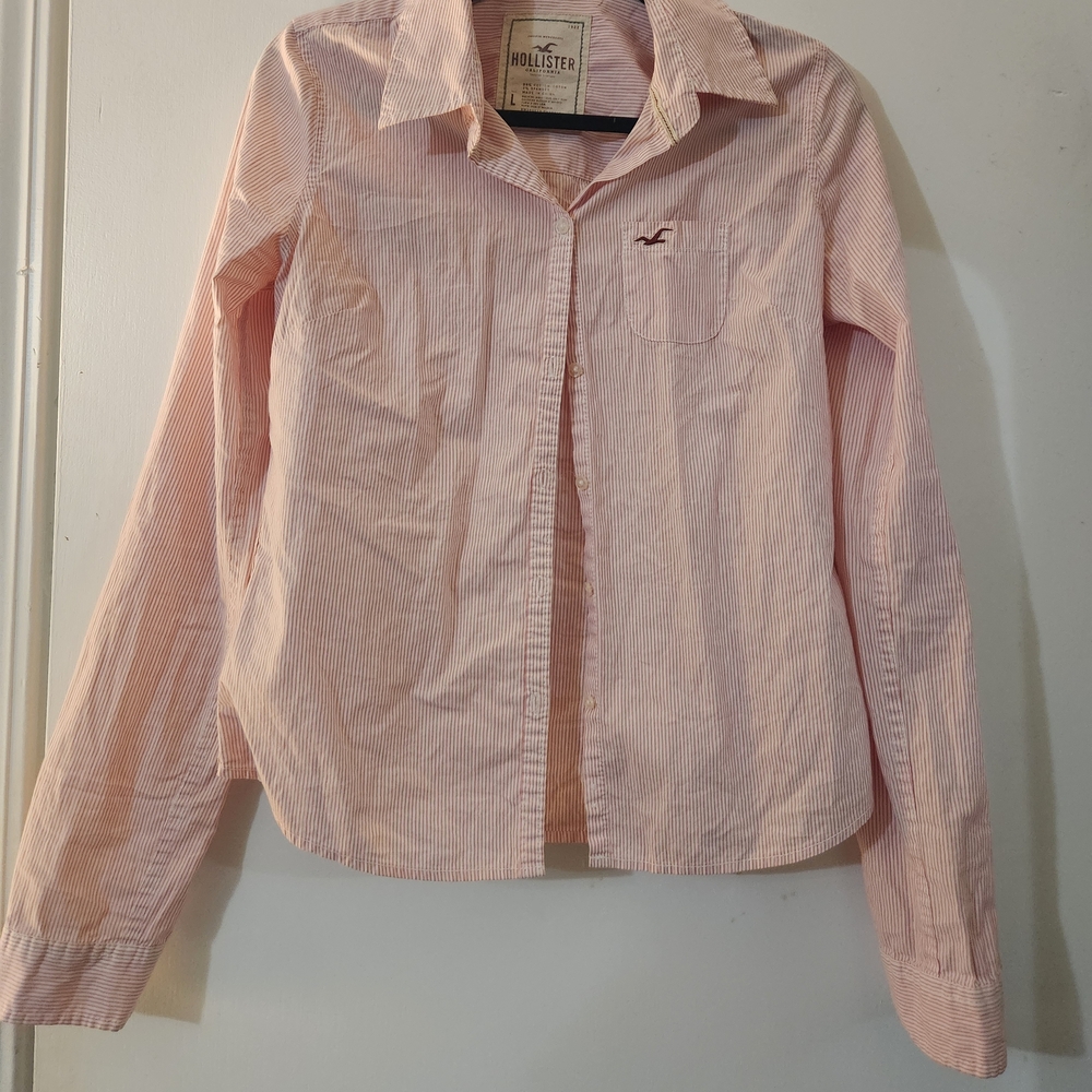 Hollister Light Pink Striped Shirt